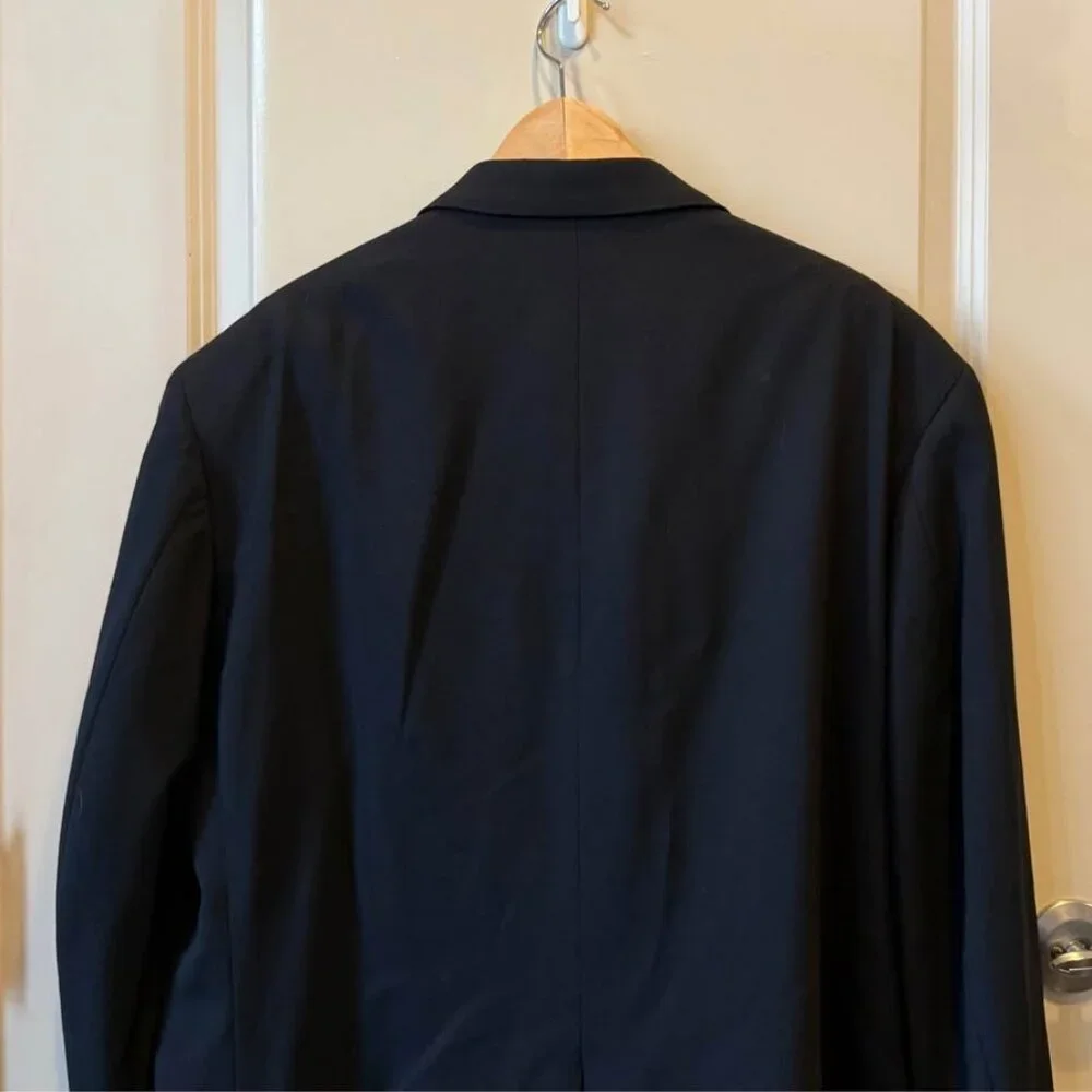 Men’s Lands’‎ End Classic Black Blazer Wool with Rayon Lining - Size 46R